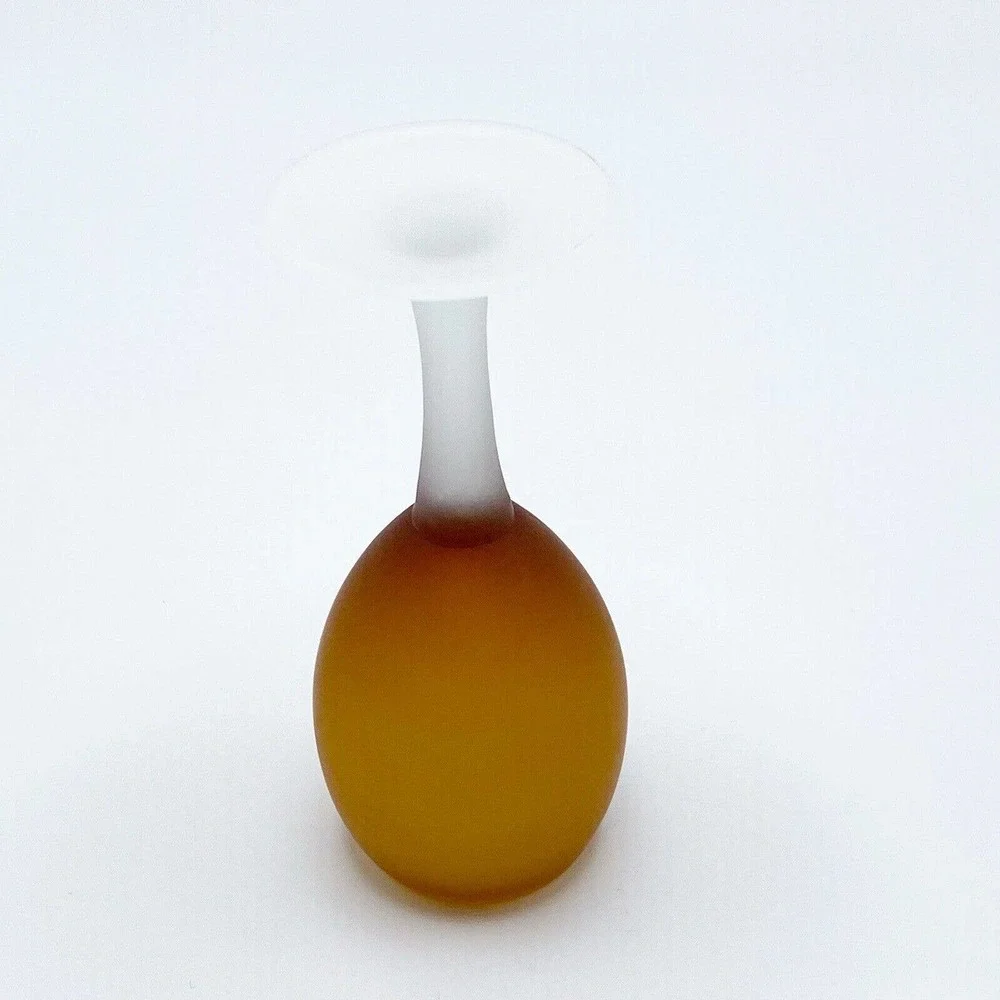 Vintage Frosted Amber White Glass Stemmed Cordial Shot Glasses Set of 5 60s 70s